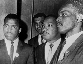 L to R: Congressman John Lewis, Rev. C.T. Vivian, Dr. Martin Luther King Jr., and Dr. El Senzengakulu Zulu